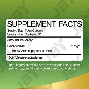 תוסף אנזימים ללא הנדסה גנטית של JBY Wholesale להקלה על דלקות האף וזרימת דם בריאה עם כמוסות סרפרפטאז איכותיות - Product Image 2