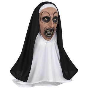 Masque en latex d'horreur, visage de nonne silencieuse, costume d'Halloween, coiffe effrayante, fête costumée, personnalisable - Product Image 6