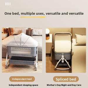 <span class=keywords><strong>Lit</strong></span> bébé moderne en métal avec grand rangement inférieur, design respirant et anti-moustiques pour bébés de 0 à 3 ans - Product Image 3