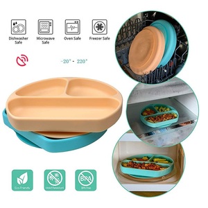 Juego de platos de silicona irrompibles para niños, diseño de cara sonriente, base de succión, vajilla de entrenamiento para niños pequeños - Product Image 6