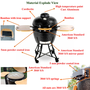 Barbecue au charbon de bois multifonctionnel Auplex Premium OEM en céramique de 24 pouces en fonte antiadhésive avec design Carbonella <span class=keywords><strong>Kamado</strong></span> - Product Image 6