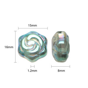 Zhubi 16MM Rose Flower Glasperlen Verschiedene plattierte Farbe Symbol Kristall Runenstein Lose Perlen für Schmuck herstellung hand gefertigte Charms - Product Image 2