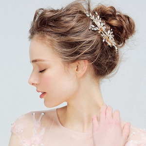 <span class=keywords><strong>Barrette</strong></span> de <span class=keywords><strong>cheveux</strong></span> de mariage en forme de feuille de fleur en strass, couvre-chef autrichien doré fait à la main, Barrettes, <span class=keywords><strong>peigne</strong></span> de mariée - Product Image 4