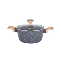 Ensemble de casseroles en granit antiadhésif 9 pièces, casseroles et poêles en aluminium avec poignée en bois, compatible induction, ensemble de cuisine