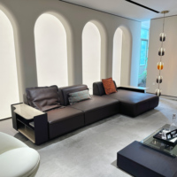 Canapé segmenté en L en tissu technique moderne, revêtement en cuir synthétique inclinable, ensemble de meubles de salon pour la maison ou l'hôtel