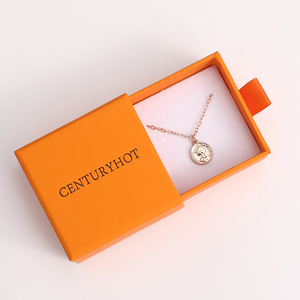 Custom Logo Personalized Orange Sliding <b>Drawer</b> Jewelry Box Cardboard Packaging for Bracelet Necklace Earrings 6x6x3.5cm - Product Image 6