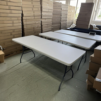 Mesa Plegable Rectangular de Plástico HDPE Blanca de 180 cm (6 pies) para Eventos al Aire Libre y Bodas, Muebles Contemporáneos para Exteriores