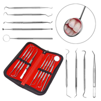 Ensemble de cure-dents 9 pièces Kit de cure-dents en fil dentaire portable Réutilisable en acier inoxydable Outils de nettoyage des dents