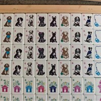 Tuiles de Mahjong américaines en acrylique bleu ciel à trois couches, personnalisées, modernes et luxueuses, 36 mm, pliables, avec motif de patte de chien ou de chat, pour les amoureux des animaux