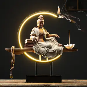 Ev aromaterapi Guanyin Bodhisattva geri akış tütsü şelale brülör tutucu için Zen koku Censer ev dekorasyon