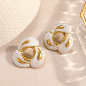 Pendientes de tuerca con diseño de ballena, chapados en oro de 18k, de acero inoxidable, para mujer, joyería de moda EH12275 - Product Image 2