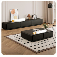 Ensemble de meubles de salon de luxe moderne avec meuble TV réglable en bois, console centrale et table basse
