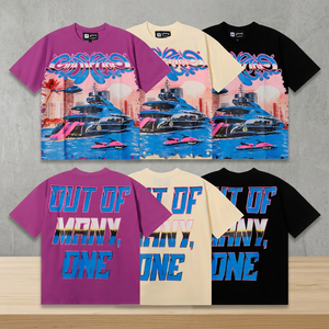 เสื้อยืดแฟชั่นหรูหราสำหรับผู้ชาย แขนสั้น ผ้าฝ้าย 100% น้ำหนัก 240 กรัม ทรงหลวม สไตล์ลำลอง พิมพ์ลายกราฟิกแบบย้อมสีเอซิด คุณภาพสูง ดีไซน์ใหม่ปี 2025 - Product Image 4