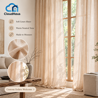 Voilages en faux lin gris-beige de qualité hôtelière avec passe-tringle, tombé naturel et doux pour le traitement des fenêtres de salon et la décoration intérieure
