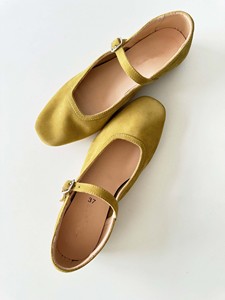 Diseño Original Elegante y <span class=keywords><strong>de</strong></span> moda Primavera y verano Cuero esmerilado Amarillo mostaza Zapatos <span class=keywords><strong>de</strong></span> <span class=keywords><strong>ballet</strong></span> Mary Jane hechos a mano - Product Image 4