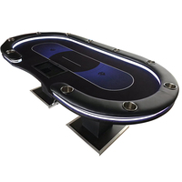 Table de Poker LED Professionnelle Sur Mesure 10 Places, Idéale pour Clubs de Poker, Casinos, Baccarat, Texas Hold'em et Jeux de Hasard de Divertissement