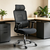 Chaise de bureau ergonomique moderne et confortable en maille, réglable, avec dossier haut et cadre en aluminium, idéale pour le gaming et le bureau