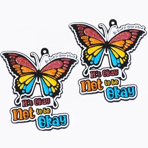 Medalla de Mariposa con Esmalte Duro y Brillo Personalizada, con Cinta Sublimada a Medida para Eventos y Competiciones - Product Image 2