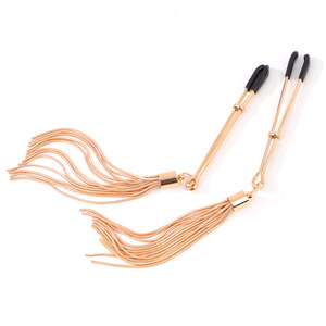 Gold Metal Nipple <b>Clamps</b> With Tassel Design F <b>Clamp</b> For Adult Use - Product Image 1