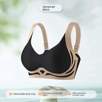 Soutien-gorge sport anti-affaissement à dos élégant, à armature fixe, une pièce, avec effet push-up et effet galbant, style gothique à couleurs contrastées pour femme