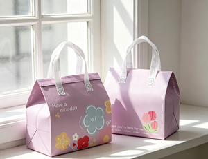 <b>Insulated</b> tote bags made of thickened non woven fabric with reinforced stitched handles colorful printing - Product Image 2
