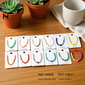 Bracciale con perline in argilla polimerica a forma di fiore, in acciaio inossidabile, fatto a mano, set da 12 pezzi - Product Image 3