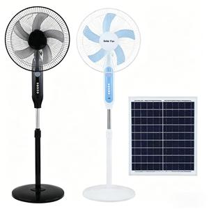 พัดลมโซลาร์เซลล์สำหรับบ้าน รุ่นโรงงาน OEM 16 นิ้ว ปรับมุมได้ ใช้กลางแจ้ง มีไฟ LED ภายใน ใช้แบตเตอรี่ รุ่น JENSJ-FS - Product Image 4