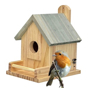 BSCI fabrika özel ahşap kuş evi yuva kutusu kuş kafesi Birdhouse FSC ahşap papağan kafesleri mavi kuş besleyici dışında - Product Image 1