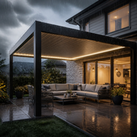 Pergola bioclimatique extérieure en aluminium thermolaqué, toit à lames motorisé, système d'ombrage télécommandé, étanche, pour un design moderne