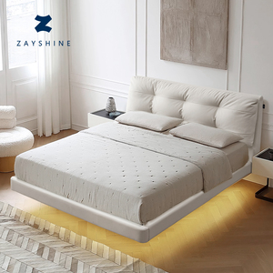 Cama Matrimonial Zayshine de Estilo Nórdico Moderno y Lujoso, Tapizada en Terciopelo Blanco, Tamaño Queen/King de 1.8 Metros, Cama Doble Suave para Apartamento - Product Image 1
