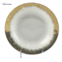 Vaisselle de table en céramique plaquée or de style luxueux, bordure dorée électro-plaquée, style minimaliste, ensembles de plats à soupe et à fruits