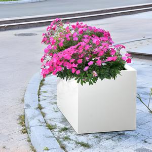 White <b>Square</b> Stainless Steel Flower <b>Pot</b> Modern American Farmhouse Design 51L Capacity Indoor/Outdoor Planter for Home Decor Gnee - Product Image 5