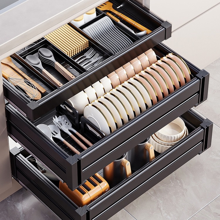 Pull Out Dish Rack Stainless Steel Kitchen Storage