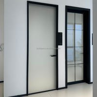 Porte vitrée moderne simple de haute qualité Design pivotant en aluminium avec graphique étanche pour l'intérieur de la salle de bain