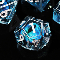 Jeu de dés MINI PLANET DND Blue Dragon Eye Liquid Core Dice RPG Donjons & Dragons Vente en gros de dés en résine polyédrique personnalisés faits à la main