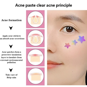 Cerotti Anti-Acne a Forma di Stella Colorati con Aloe Vera, Olio di Tea Tree, Acido Salicilico, Idrocolloide, Organici, Vegani, Restringenti i Pori, 40 Pezzi per la Cura della <span class=keywords><strong>Pelle</strong></span> - Product Image 3