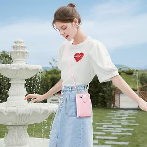 Petit portefeuille bandoulière pour femme, en cuir vegan, avec blocage RFID, fermeture éclair, doublure en nylon, emplacements pour cartes - Product Image 2