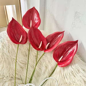 Flor Artificial de Anturio, Rama Individual, PVC Suave, Alta Simulación, Estilo Tropical, Decoración para Bodas - Product Image 3