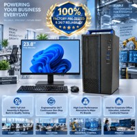 PC Desktop Faktor Bentuk Kecil 15L Hygon 3350 8 Core 8GB 512GB NVMe SSD 2GB GPU Monitor 23.8 Inch Komputer Tower Kompak