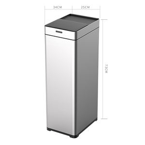 Cubo de basura deslizante con Sensor plateado de 50L, función de ozono de acero inoxidable, cubo de basura Rectangular inteligente para cocina interior - Product Image 2