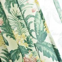 Tissu de rideau imprimé 100% polyester, motif feuille tropicale orchidée, style nordique, vente en gros