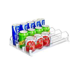 Organisateur de boissons <span class=keywords><strong>à</strong></span> largeur réglable, <span class=keywords><strong>à</strong></span> poussée automatique, glissière de réfrigérateur avec <span class=keywords><strong>support</strong></span> de rangement <span class=keywords><strong>pour</strong></span> canettes de soda, étagère de présentation, pousseur - Product Image 1