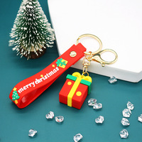 Rubberen schattige 3D PVC cartoon sleutelhanger kerstboom kerstman sneeuwpop nieuwjaarsdecoratie sleutelring accessoires