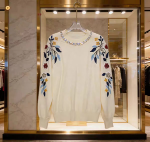 Maglione di Lusso con Ricami di Fiori e Diamanti Scintillanti per <span class=keywords><strong>Donna</strong></span>, Maglieria Autunno Inverno, Top Lavorato a Maglia, Pullover, Abbigliamento Femminile - Product Image 5