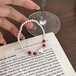Yinruitai S925 Sterling Silver Heart Charm <b>Bracelet</b> For Women Everyday Wear <b>Red</b> Bead Design - Product Image 3
