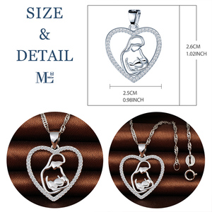 Heart Pendant <strong>Necklaces</strong> 925 Sterling Silver <strong>Mother</strong> and <strong>Daughter</strong> <strong>Necklace</strong> - Product Image 2