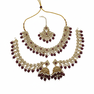 High Quality Traditional Gold Plated Ethnic Kundan Pearl Choker Necklace <b>Set</b> Jhumka Earrings Indian Bridal Engagement Wedding - Product Image 2