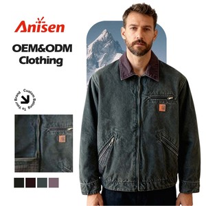 Custom Distress Heavy Duck Canvas Work <strong>Jacket</strong> With Plaid Lined Vintage Worker Detroit <strong>Jacket</strong> Heavyweight Carpenter <strong>Chore</strong> <strong>Jacket</strong> - Product Image 1