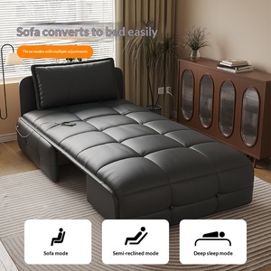 <span class=keywords><strong>Canapé</strong></span>-lit <span class=keywords><strong>électrique</strong></span> en cuir véritable avec structure métallique, design moderne, double fonction de rangement pour petits appartements et salons - Product Image 1