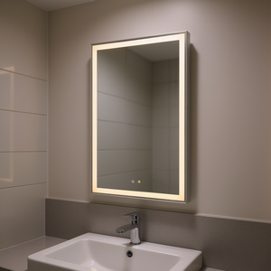 Espejo de Baño con Iluminación LED de 84x48 Pulgadas, Montado en la Pared, Antivaho, Marco Dorado de Aleación de Aluminio, Diseño Contemporáneo - Product Image 2